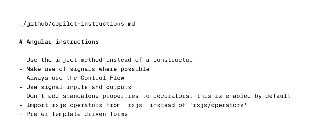 Custom Copilot instructions – angular land
